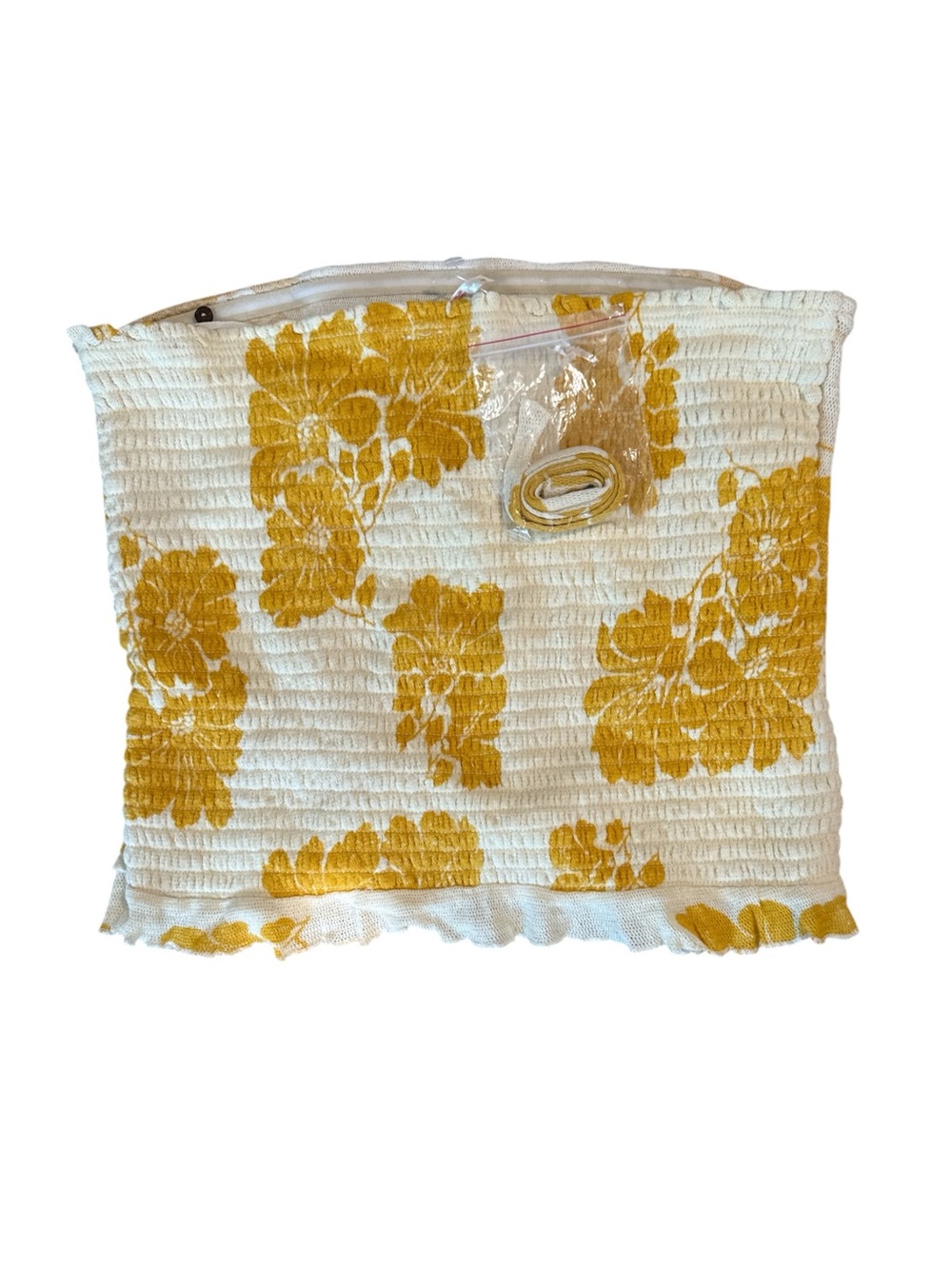 🌼 New With Tags Free People Smocked Floral Bandeau Crop Top – Size Large 🌼